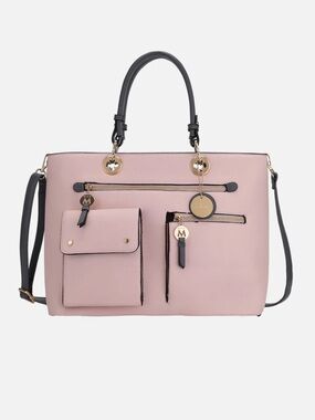 MIA K. - MKF COLLECTION, Pink two-tone Julia Satchel Tote, Pink and Grey